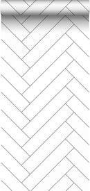 ESTAhome tapet fiskbensmönster svart och vitt - Hemmavid.se