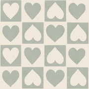 Reveal Wallpaper CheckeRöd Hearts - Sage – designstark produkt för ett vackrare och mer personligt hem