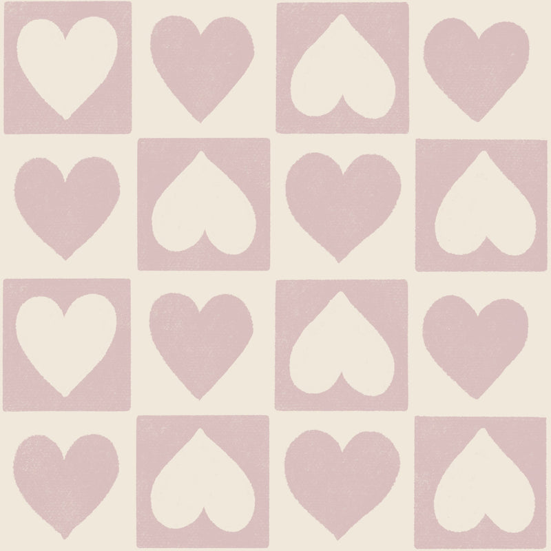 Reveal Wallpaper CheckeRöd Hearts - Lilac – designstark produkt för ett vackrare och mer personligt hem