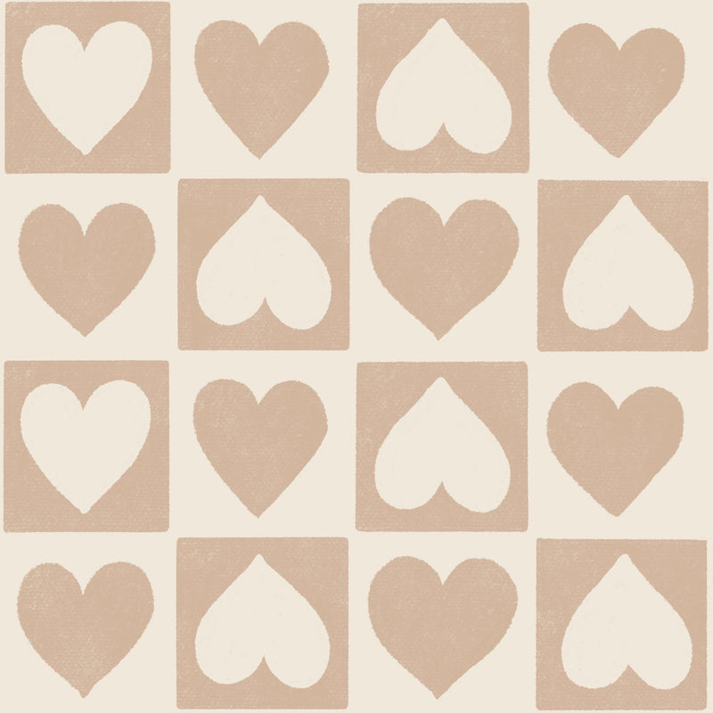 Reveal Wallpaper CheckeRöd Hearts - Terracotta – designstark produkt för ett vackrare och mer personligt hem