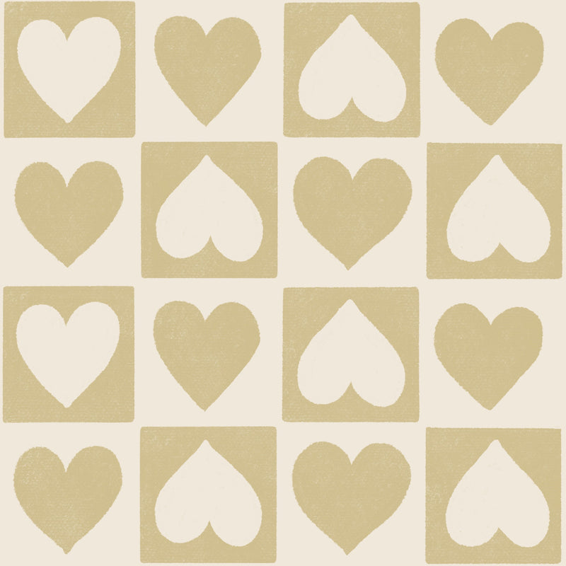 Reveal Wallpaper CheckeRöd Hearts - Ochre – designstark produkt för ett vackrare och mer personligt hem