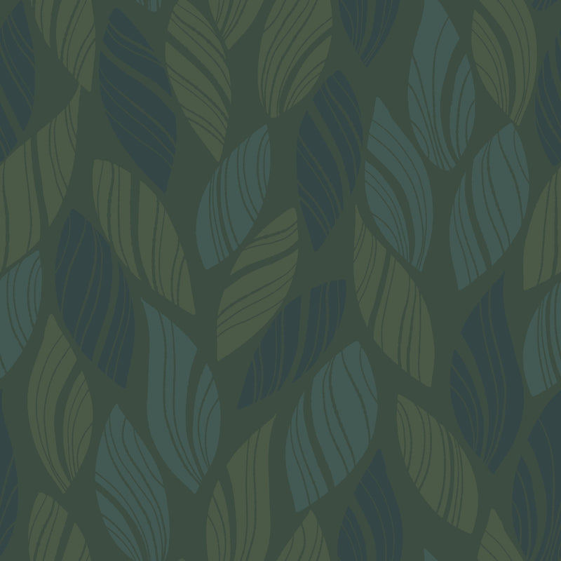 Reveal Wallpaper Knitted Leaf - Night Grön – designstark produkt för ett vackrare och mer personligt hem