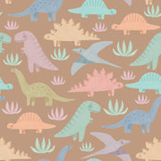 Reveal Wallpaper Pastel Dinosaurs - Brun – designstark produkt för ett vackrare och mer personligt hem