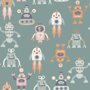 Reveal Wallpaper Robot Dance - Dark – designstark produkt för ett vackrare och mer personligt hem