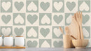 Reveal Wallpaper CheckeRöd Hearts - Sage – designstark produkt för ett vackrare och mer personligt hem