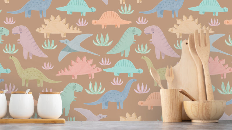 Pastel Dinosaurs - Brun