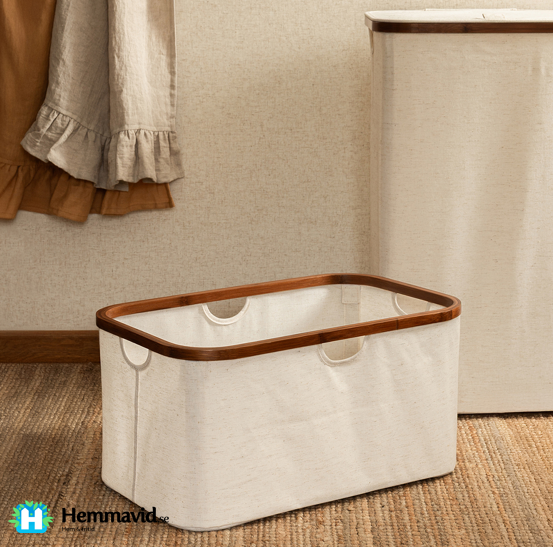 Bigso Tvättkorg Bamboo - Linne & Bambu, Liggande