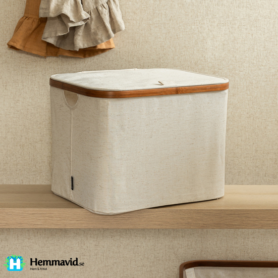 Bigso Förvaringsbox Bamboo - Linne & Bambu Large
