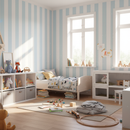 Barnrum med Big Stripes-tapet och kaninhage