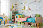 Reveal Wallpaper Watercolor Safari - Blå on Vit – designstark produkt för ett vackrare och mer personligt hem