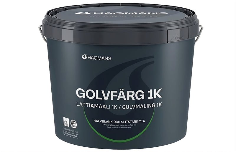 Hagmans Golvfärg 1K - Baser. Ny förpackning, flytande övergång med den gamla.