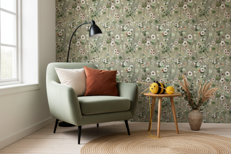 Mysigt hörn med stickning