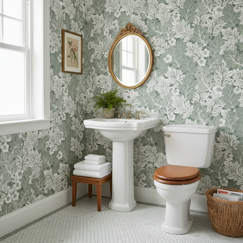 Toalett med Akantusblomma Mossa tapet
