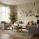 Vardagsrum med Akantusblomma tapet