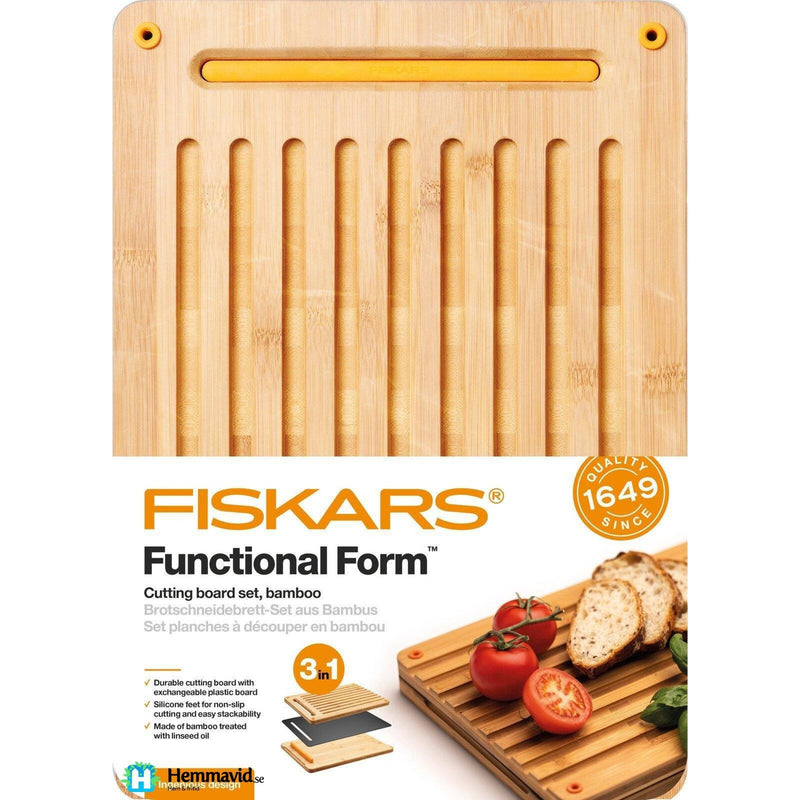 Fiskars FF skärbräda i bambu, 3 delar - Hemmavid