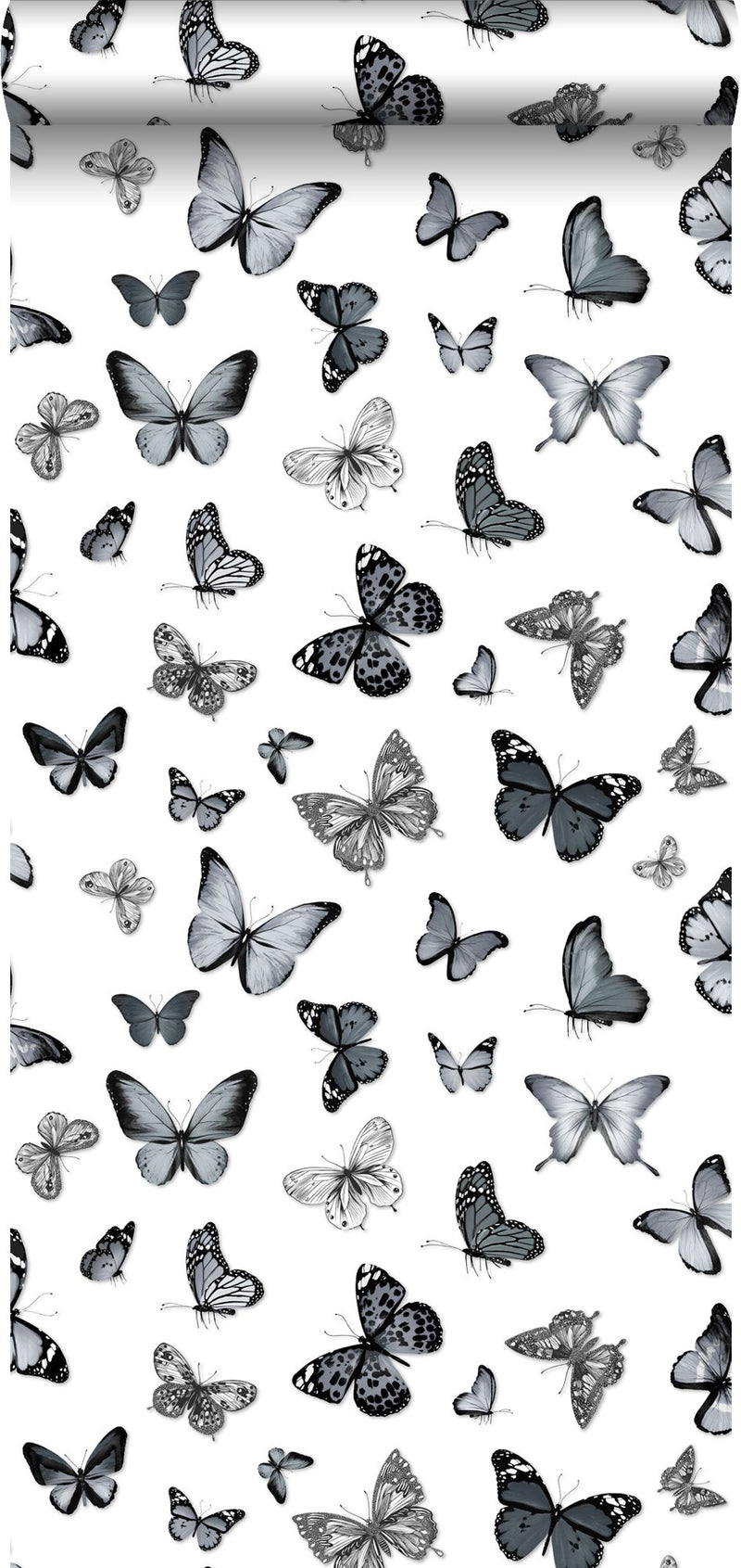 ESTAhome tapet fjärilar - svart och vitt - Hemmavid.se