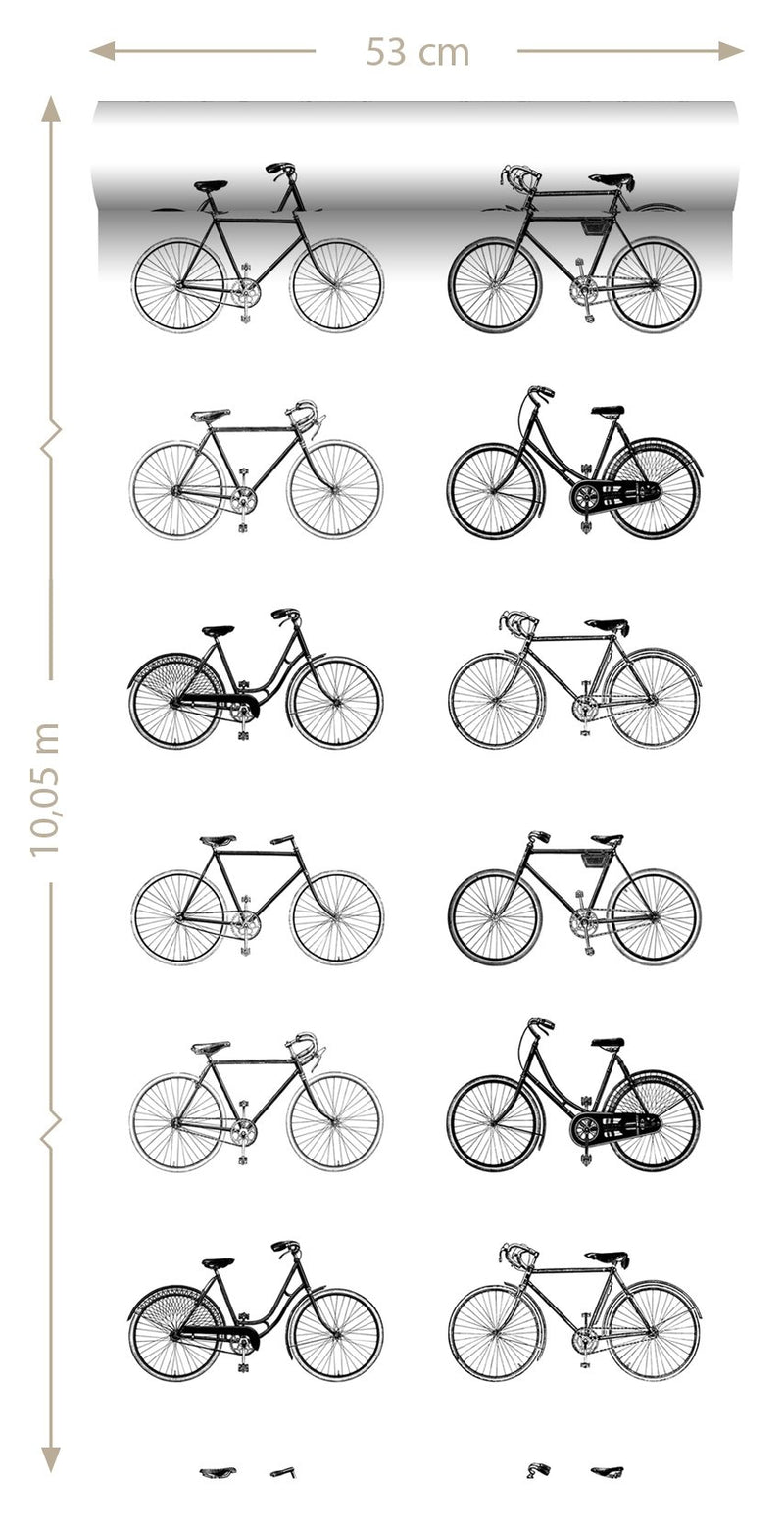 ESTAhome tapet cyklar - vitt och svart - Hemmavid.se