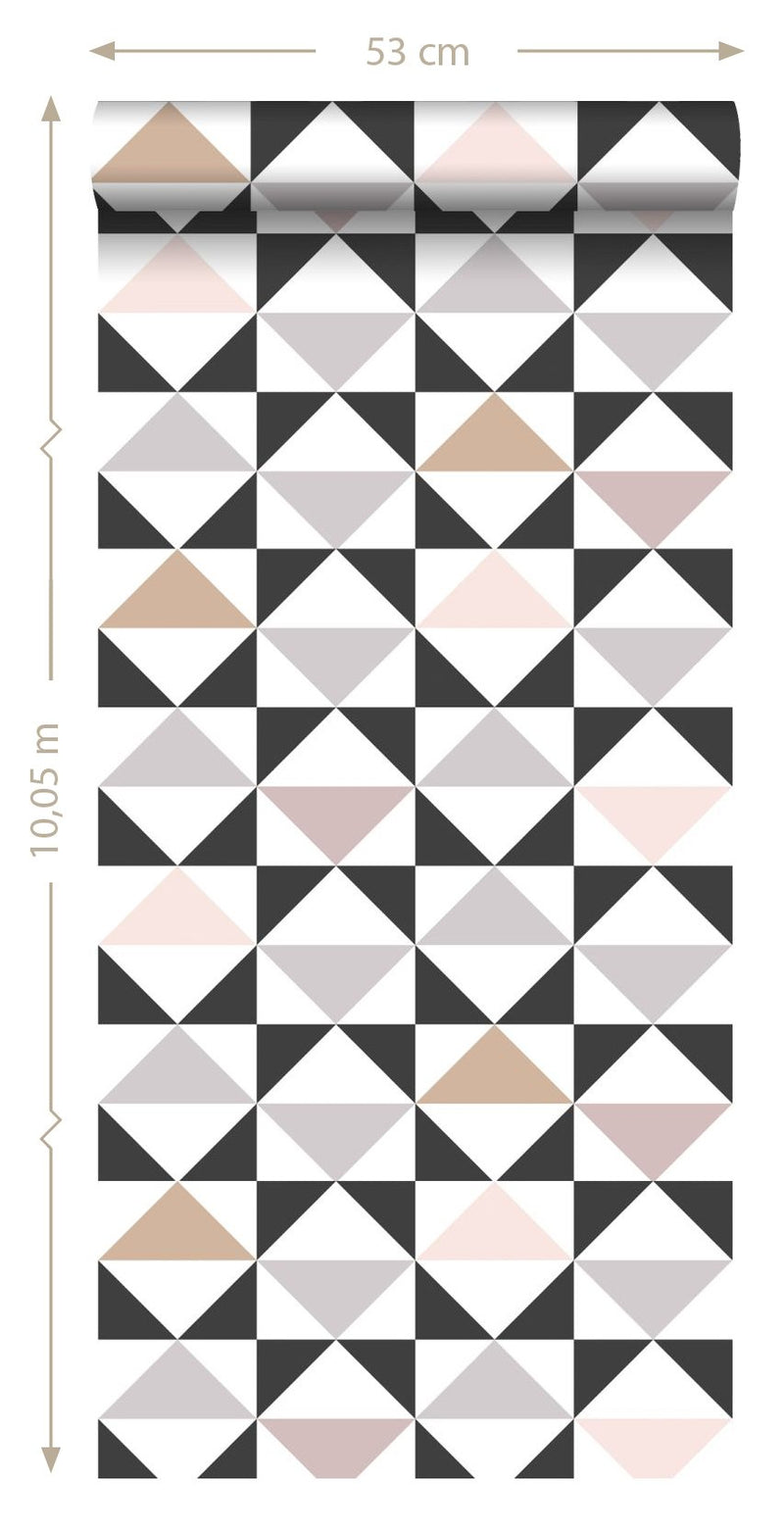 ESTAhome tapet trianglar - vitt, svart och rosa - Hemmavid.se