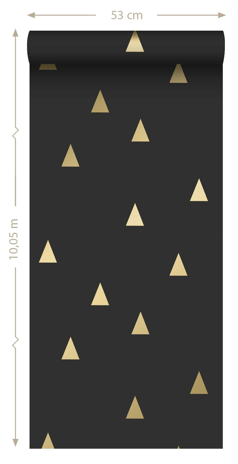 ESTAhome tapet grafiska trianglar - svart och guld - Hemmavid.se