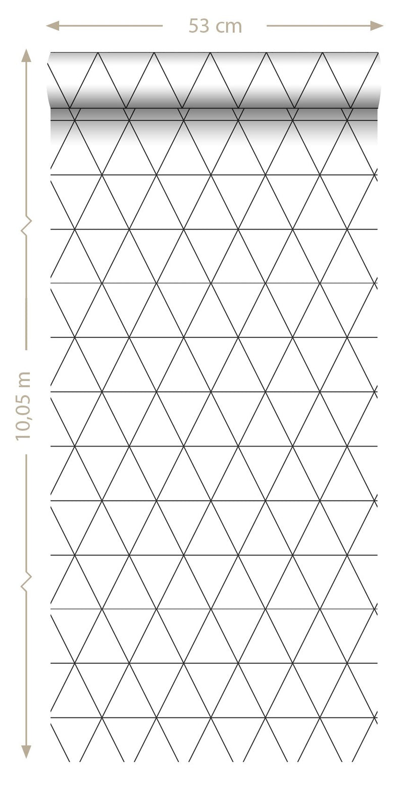 ESTAhome tapet grafiska trianglar vitt och svart - Hemmavid.se