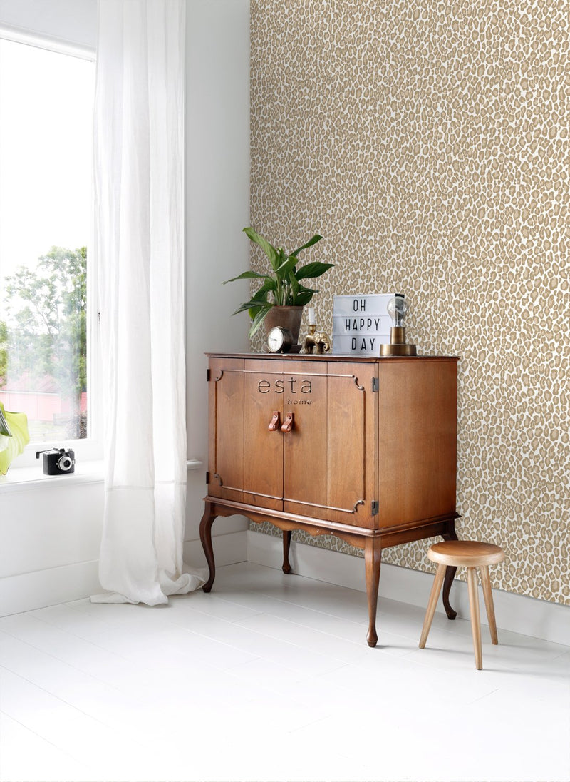 ESTAhome tapet leopardskinn - mörkbeige - Hemmavid.se