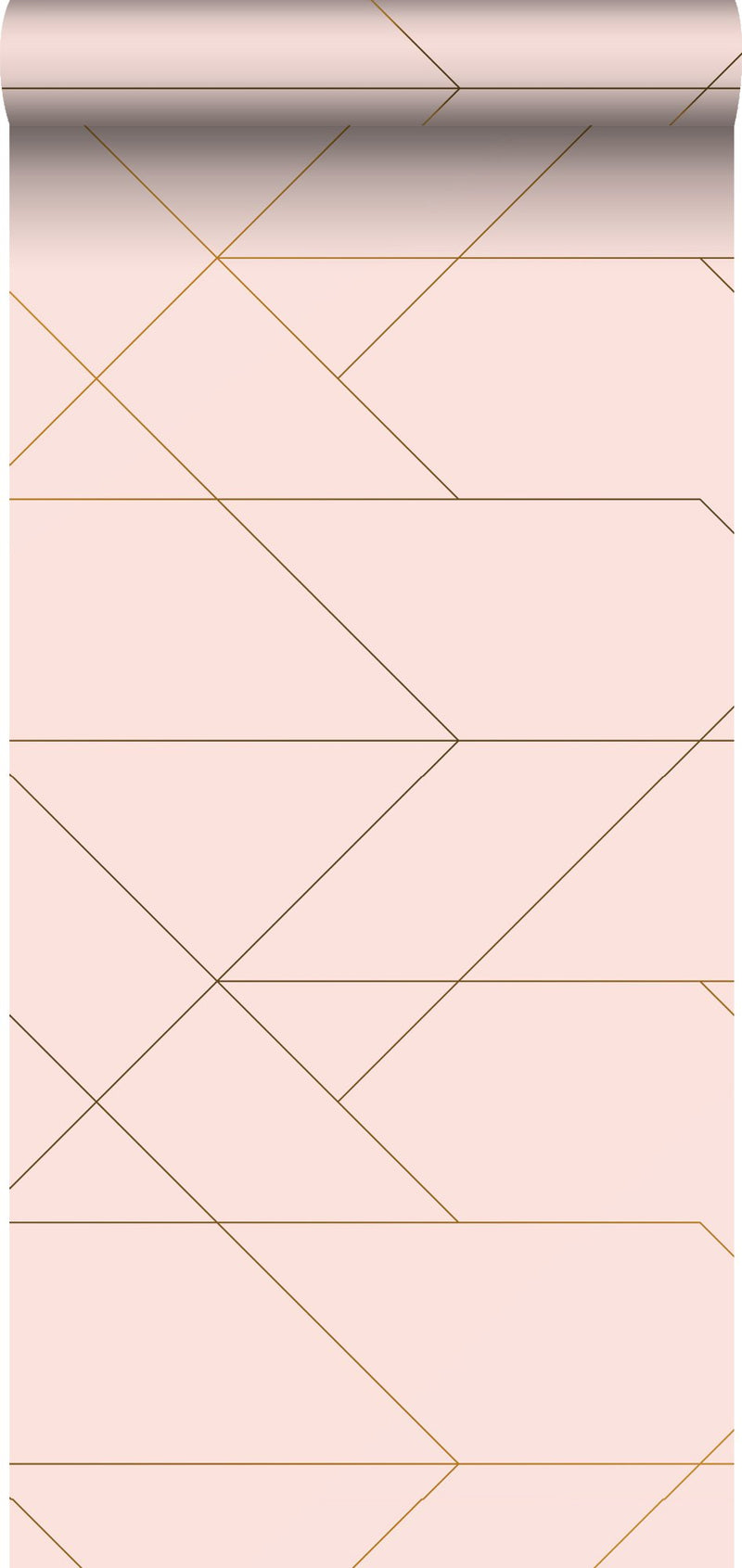 ESTAhome tapet grafiska linjer milt rosa och guld - Hemmavid.se