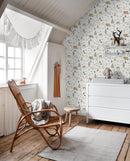 ESTAhome tapet skog med djur vitt, grönt och beige  på Hemmavid.se