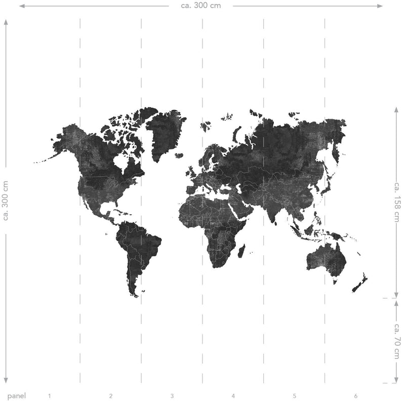ESTAhome fototapet världskarta - antracitgrått - Hemmavid.se