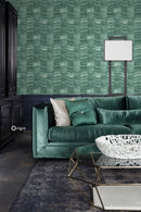 Origin tapet ränder av skiktad marmor - grönt - Hemmavid.se