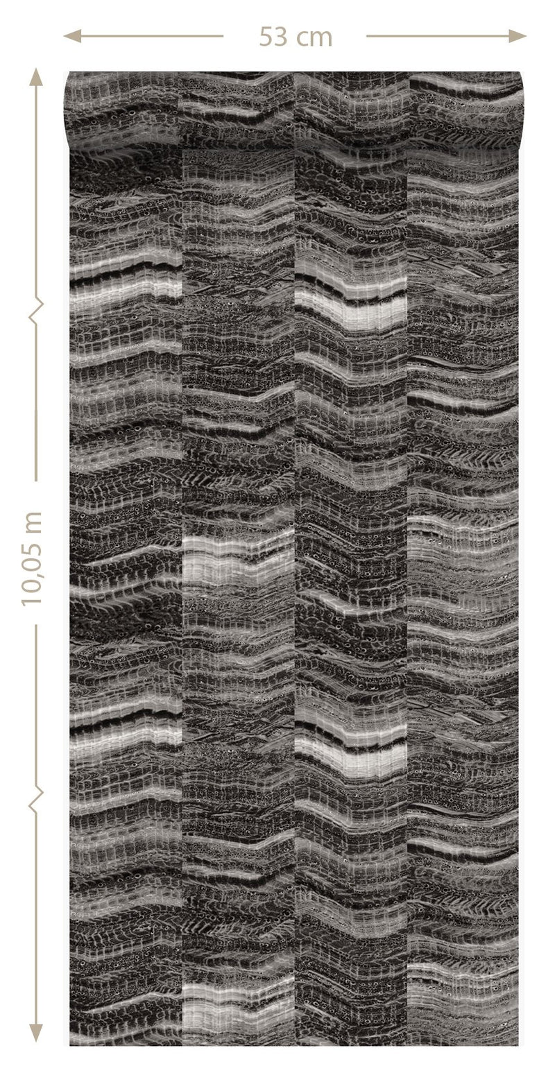 Origin tapet ränderav skiktad marmor - svart - Hemmavid.se