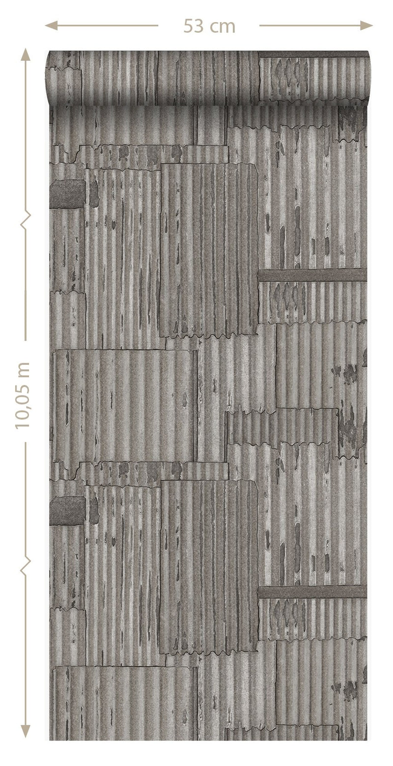 Origin tapet industriell plåt 3D - mörkgrått - Hemmavid.se
