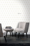 Origin tapet grafiska trianglar - vitt och guld - Hemmavid.se