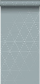 The Design Department Origin tapet grafiska trianglar - vintage gråblått – mönstrad tapet för elegant väggdekoration