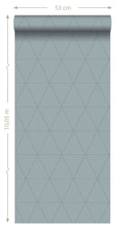 The Design Department Origin tapet grafiska trianglar - vintage gråblått – mönstrad tapet för elegant väggdekoration