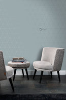 The Design Department Origin tapet grafiska trianglar - vintage gråblått – mönstrad tapet för elegant väggdekoration