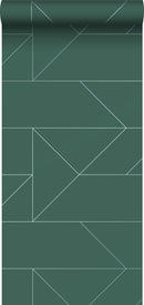 Origin tapet grafiska linjer -  mörkgrönt - Hemmavid.se