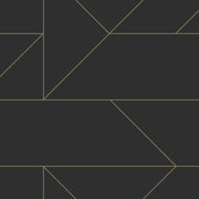 The Design Department Origin tapet grafiska linjer - svart och guld – mönstrad tapet för elegant väggdekoration