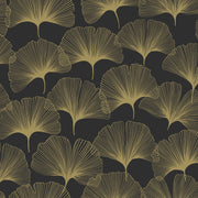 The Design Department Origin tapet gingkoblad - svart och guld – mönstrad tapet för elegant väggdekoration
