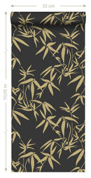 Origin tapet bambublad -  svart och guld - Hemmavid.se