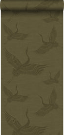 Origin tapet kranfåglar - senapsgrön - Hemmavid.se