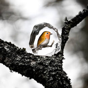 Målerås Glasbruk Rödhake - Wildlife målad – handgjort svenskt konstglas från Målerås Glasbruk